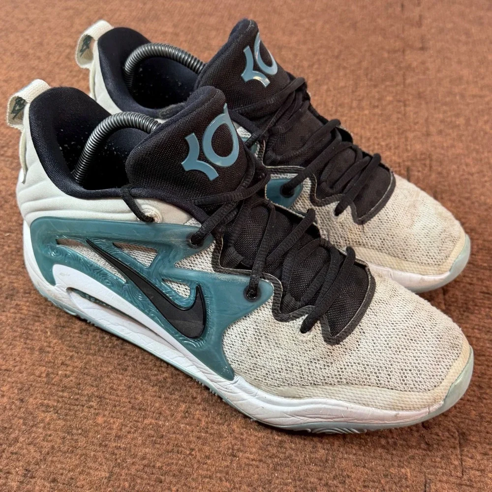 C+ Nike KD 15 Kevin Durant Basketball Shoes White Teal Black FJ1216-100 Mens 9.5